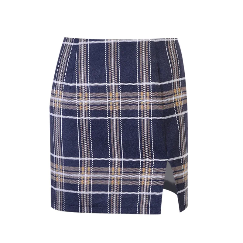 

InsDoit Plaid Harajuku Vintage Skirts Women Streetwear Goth High Waist Skirt Summer Sexy Split Fashion Elegant Slim Short Skirts
