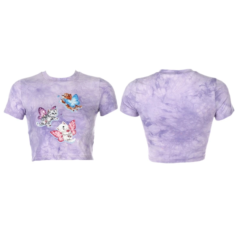 Женская футболка с коротким рукавом круглым вырезом и принтом Ангел|Футболки| |