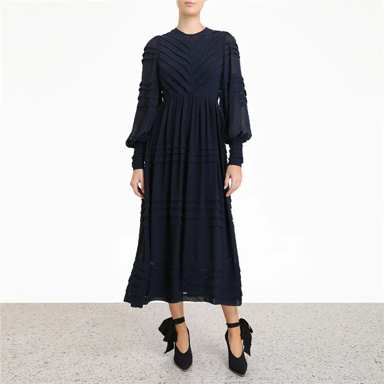 Прямая поставка женский цельный белый платье 2019 круглый вырез втулка в горошек с