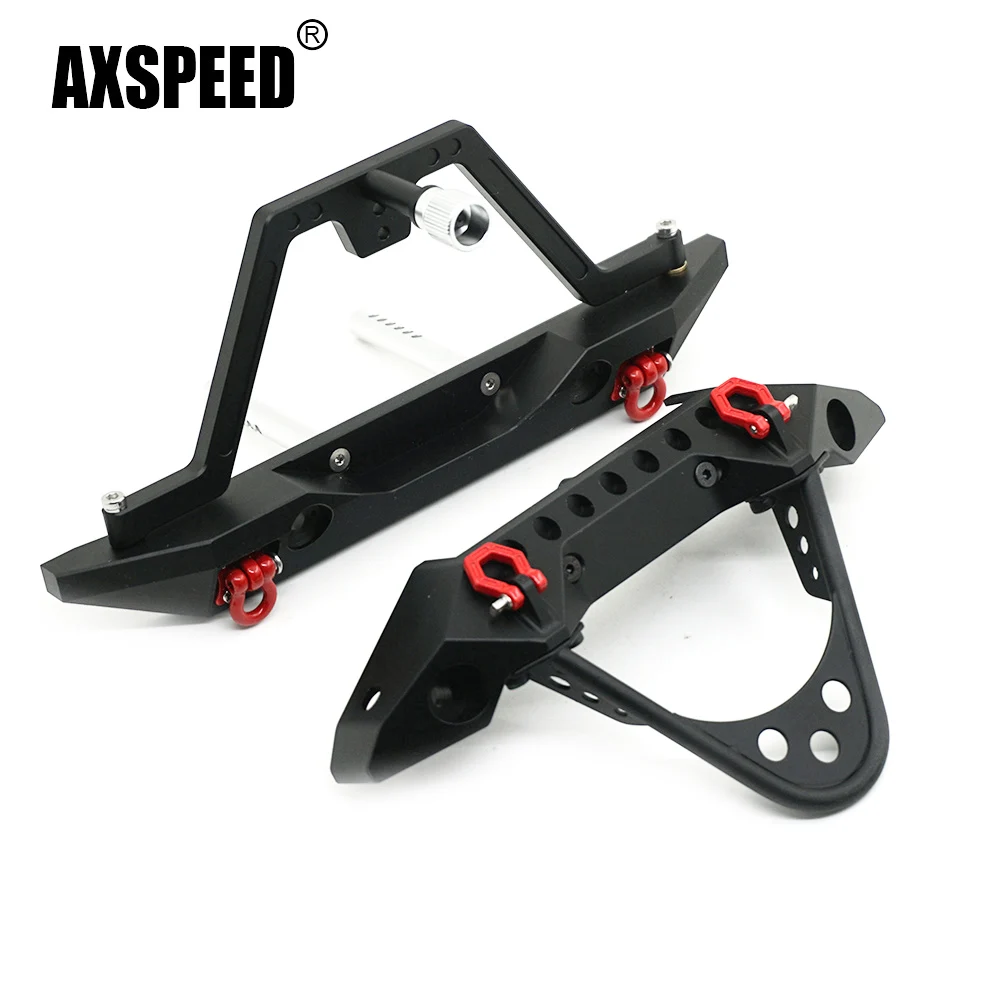 

AXSPEED Metal Front / Rear Bumper with LED Light Spare Tire Carrier for Axial SCX10 Wrangler II 90046 1/10 RC Crawler Car Model