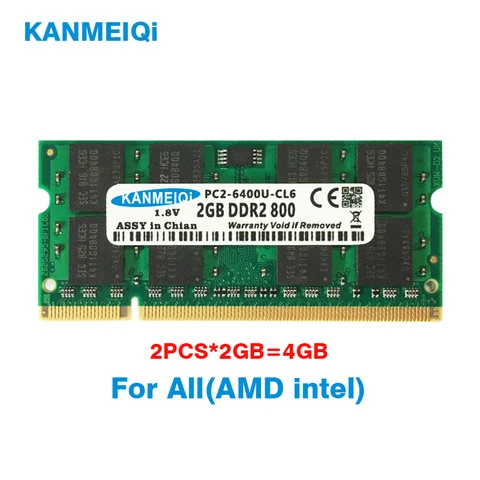 Модуль ОЗУ KANMEIQi DDR2, 4 Гб (2 шт. x 2 ГБ), PC2-6400, 800 МГц, 533 МГц, 667 МГц, для ноутбука, SO-DIMM, 1,8 в