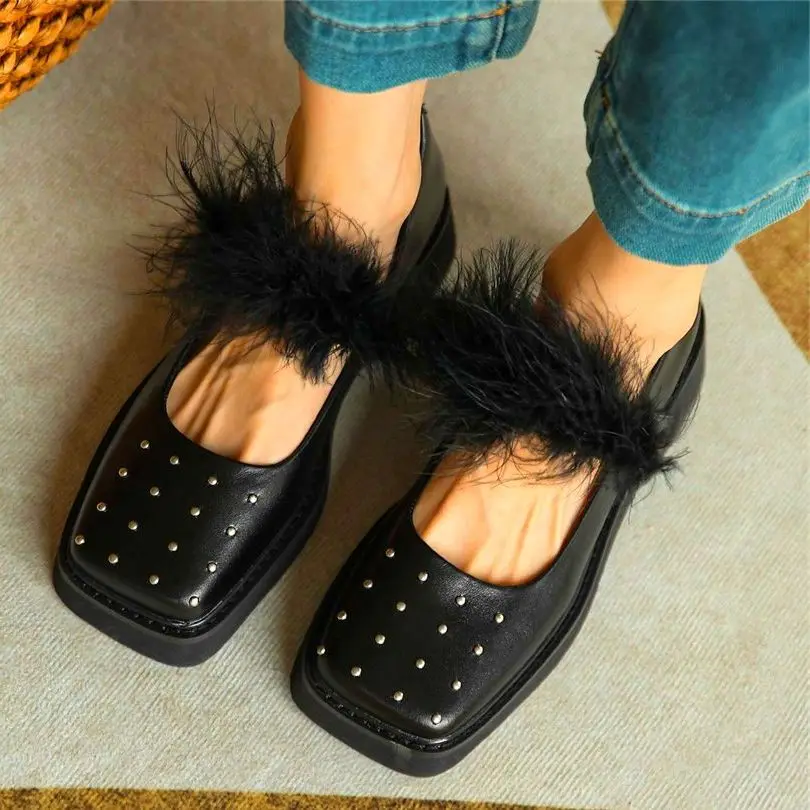 

Oxfords Shoes Women's Rivets Cow Leather Mary Janes Ankle Boots Platform Creepers Round Toe Shoes Comfort Office Elegant