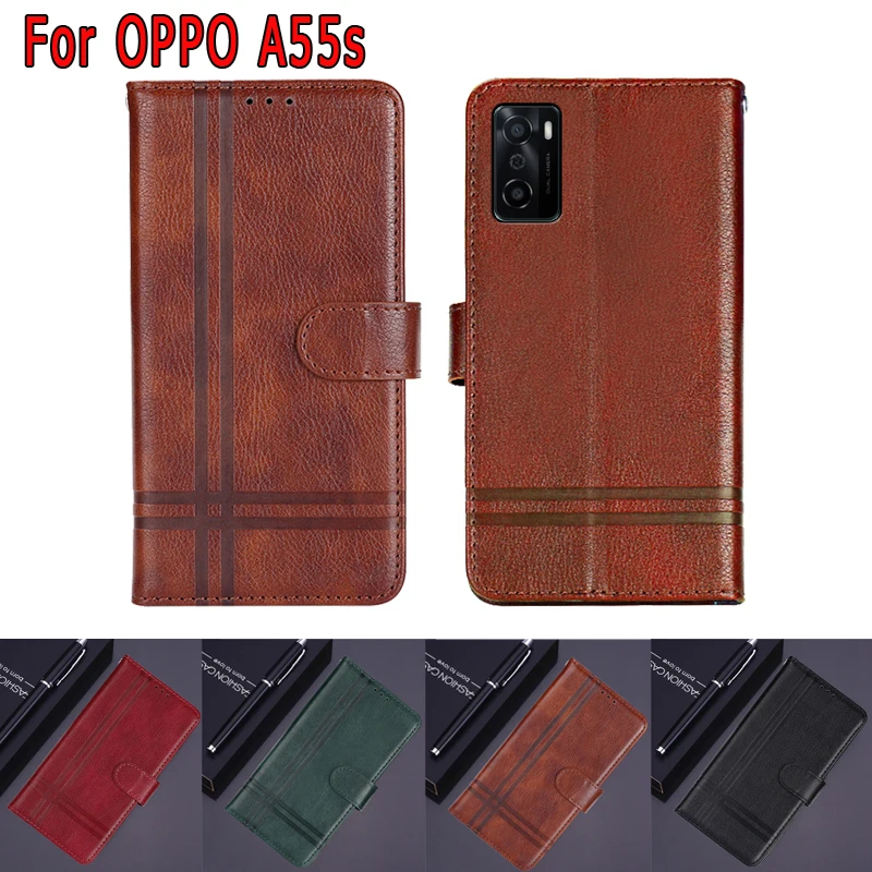 New Phone Cover For OPPO A55s Case CPH2309 Magnetic Card Flip Leather Wallet Protective Etui Book For OPPO A 55s Case Hoesje Bag