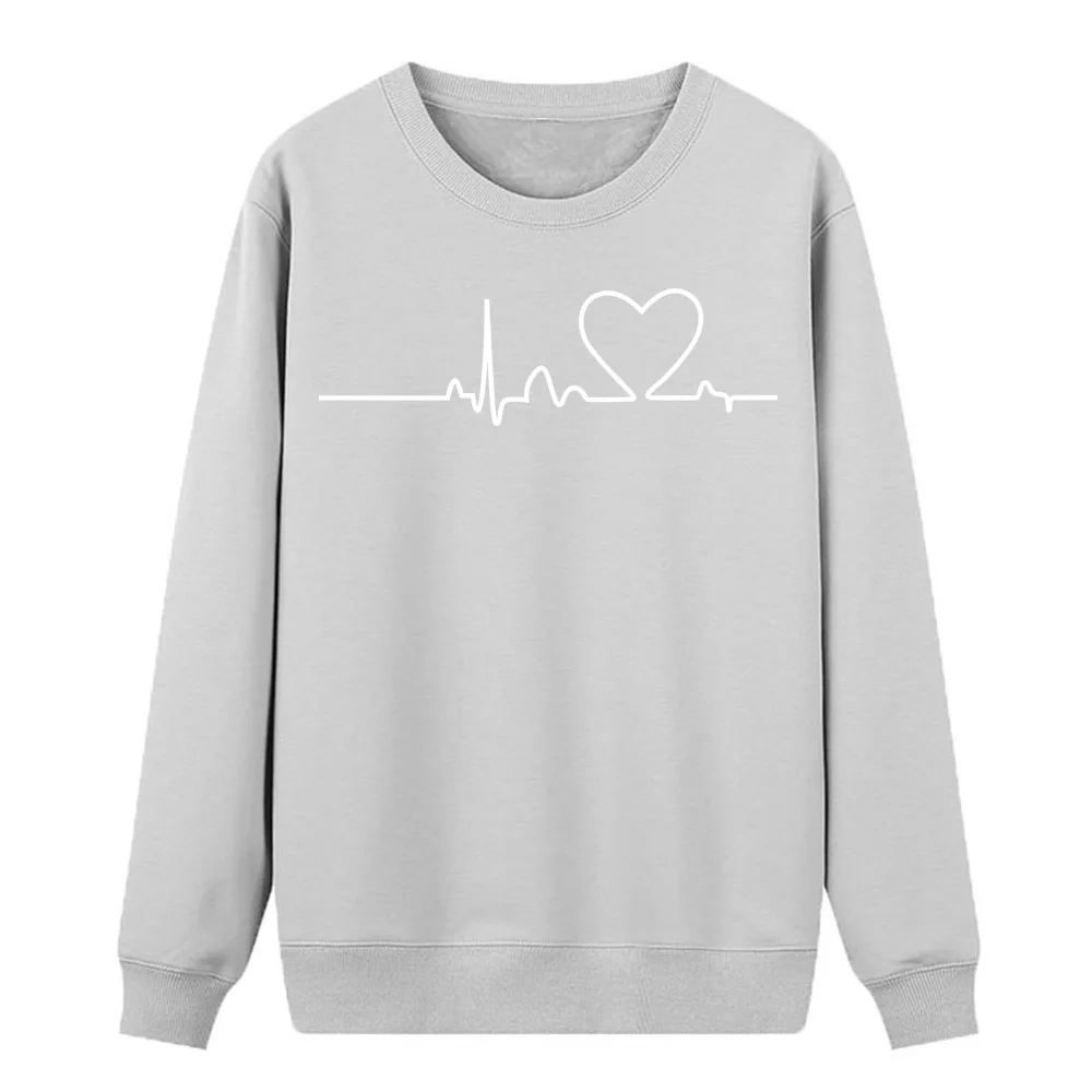 Heartbeats Kawaii Новые простые Стильные толстовки женские флисовые весенние зимние повседневные Пуловеры горячая Распродажа милые свободные толстовки - Цвет: gray 5