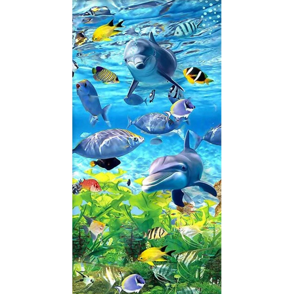 

5D Diamond Painting Sea Animals Dolphin DIY Cross Stitch Kit Full Drill Embroidery Mosaic Art Picture Of Rhinestones Decor Sale