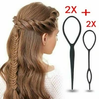 4pcssethair braid topsy tail ponytail tools hair bun maker hair styling tools ponytail creator plastic loop hair accessories