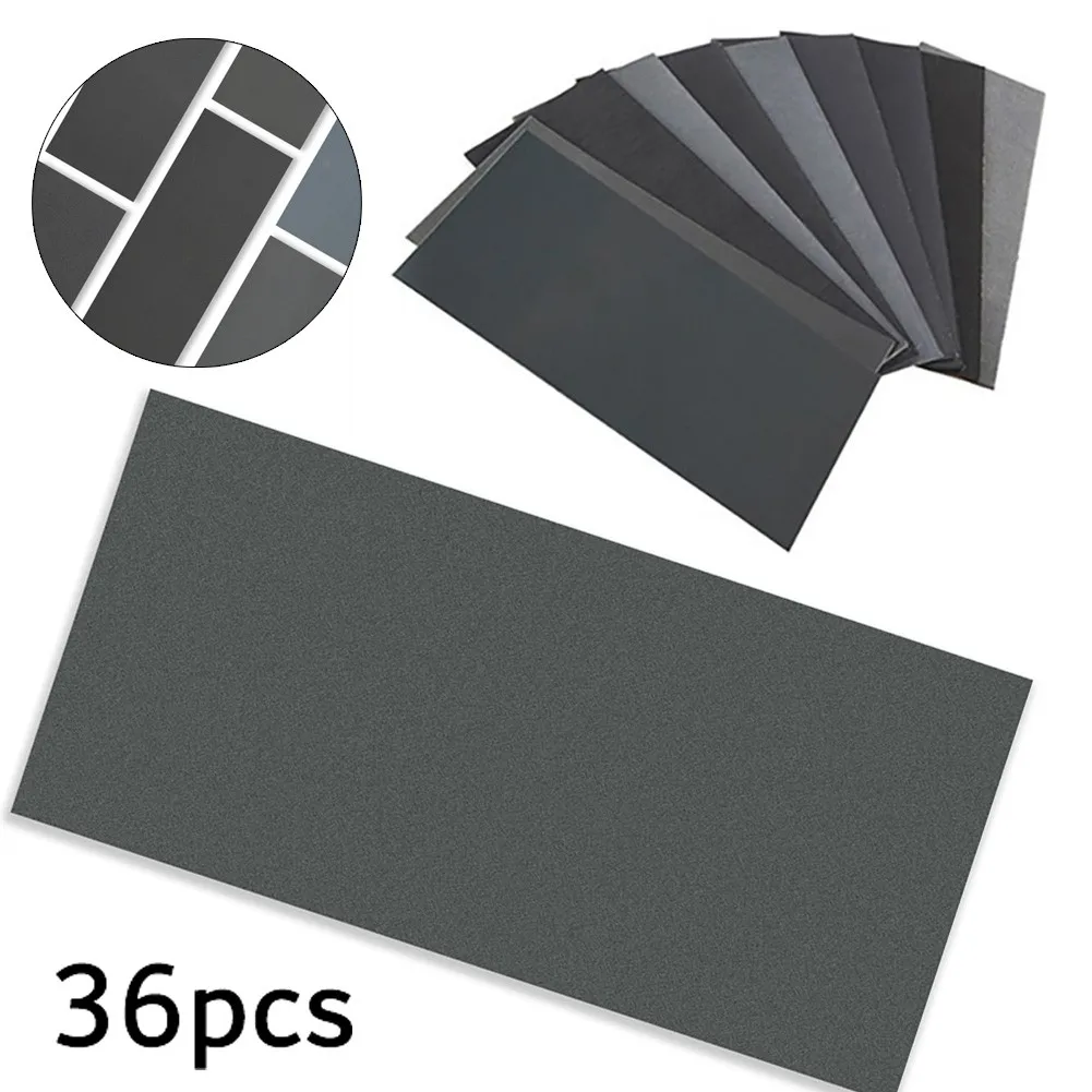 36 шт. Влажная и сухая наждачная бумага Смешанная зернистость 120-3000 автомобильная