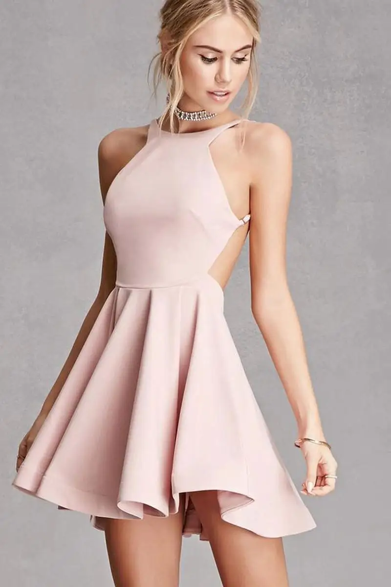 Открытое платье на выпускной. Платье розовое. Короткое платье. Нежно розовое платье. Шикарное розовое платье.