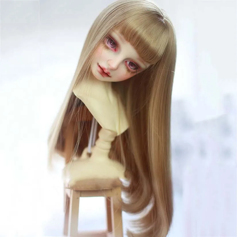 Прямой парик Allaosify 1/3 1/4 1/6 1/8 для кукол Bjd из термостойкого волокна бесплатная