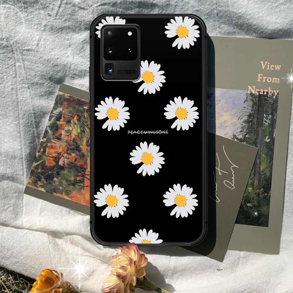 

Korea GD Daisy flower Phone Case Cover Hull For Samsung Galaxy S 7 8 9 10 e 20 FE edge uitra plus Note 9 10 20 black Hoesjes 3D