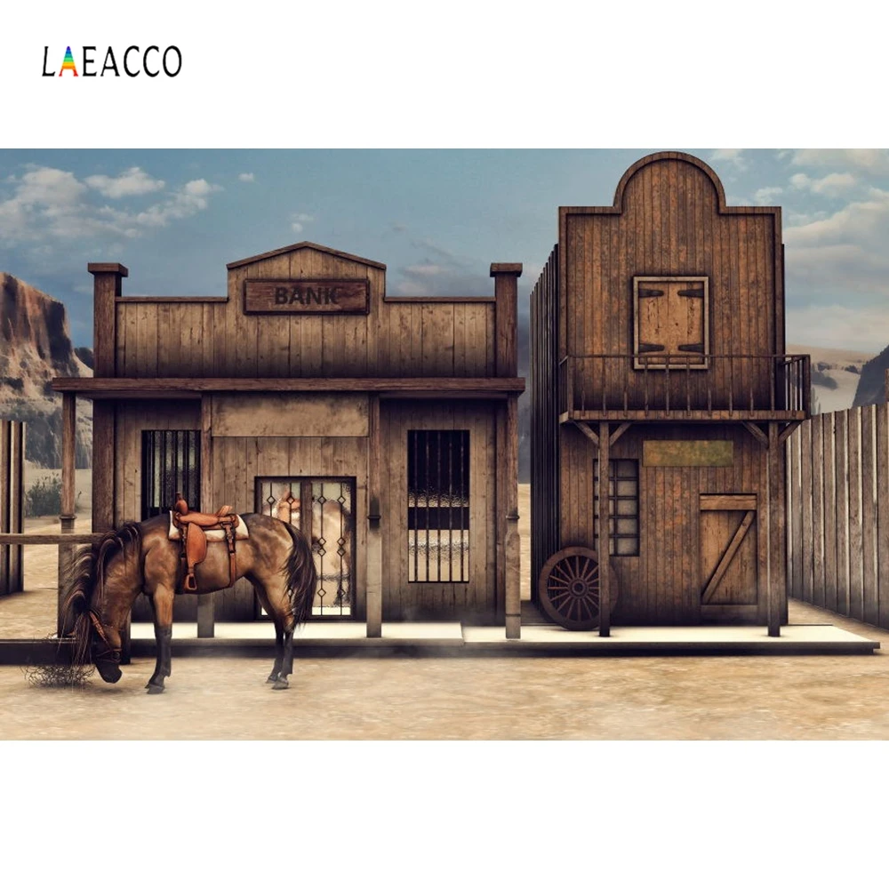 Фотофоны Laeacco US в ковбойском стиле с деревянным домом лошадью для фотостудии|western