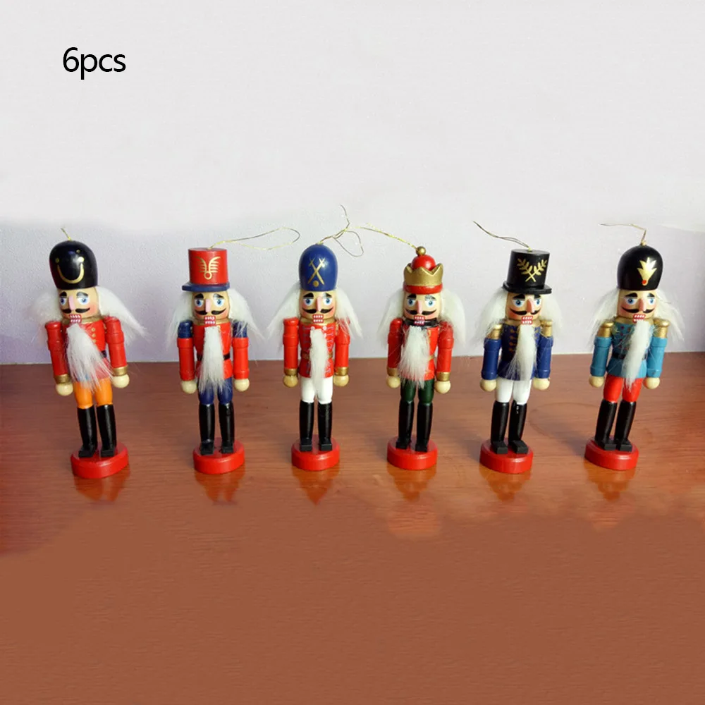 6 шт. Щелкунчик Деревянный Рождественская елка висит Декор для дома Новый год