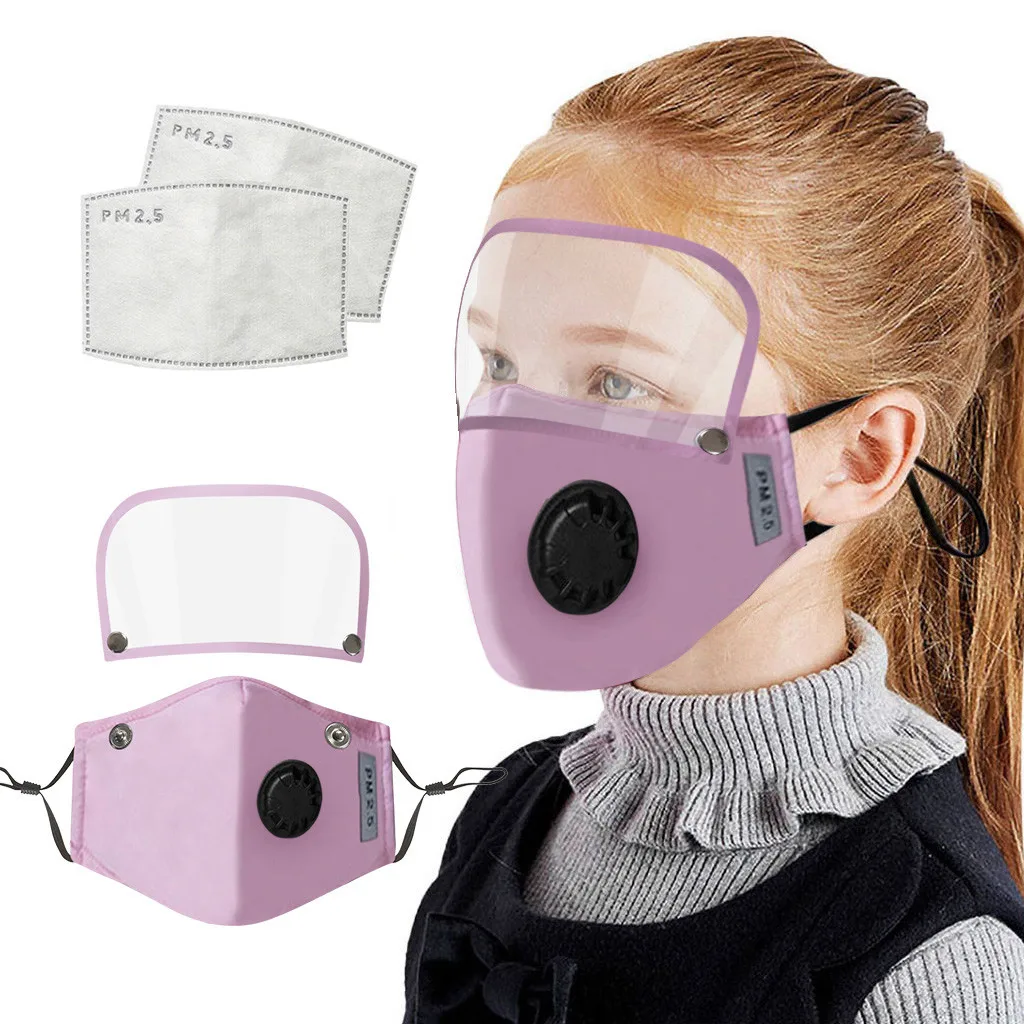 

Kids' Child Washable Reusable Face Mask With Filter And Detachable Eye Shield Protective Respirator Breathable Mask Mascarillas