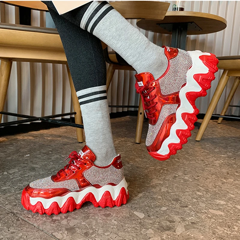 Rimocy/весна 2020 Женские Серебристые кроссовки с кристаллами Новые Модные