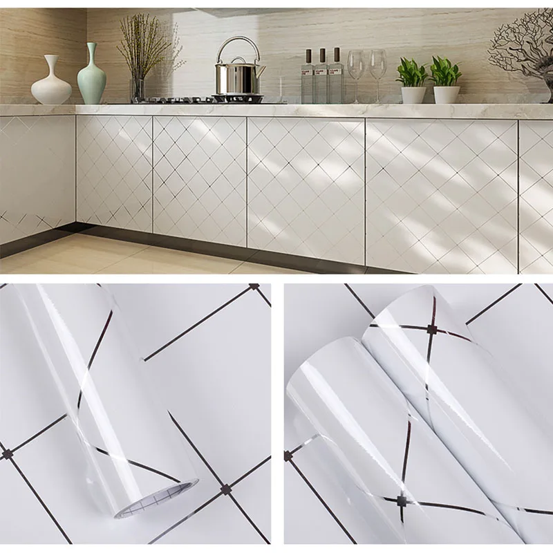 self adhesive vinyl film wallpaper furniture renovation stickers kitchen cabinet waterproof oil proof wall stickers home decor free global shipping