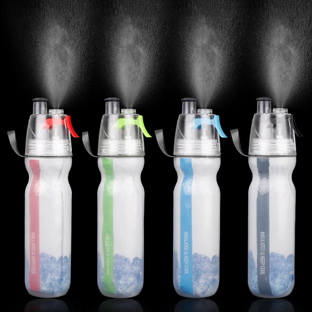 

Bicycle sports bottle PE double plastic water cup cold function sports spray bottle new