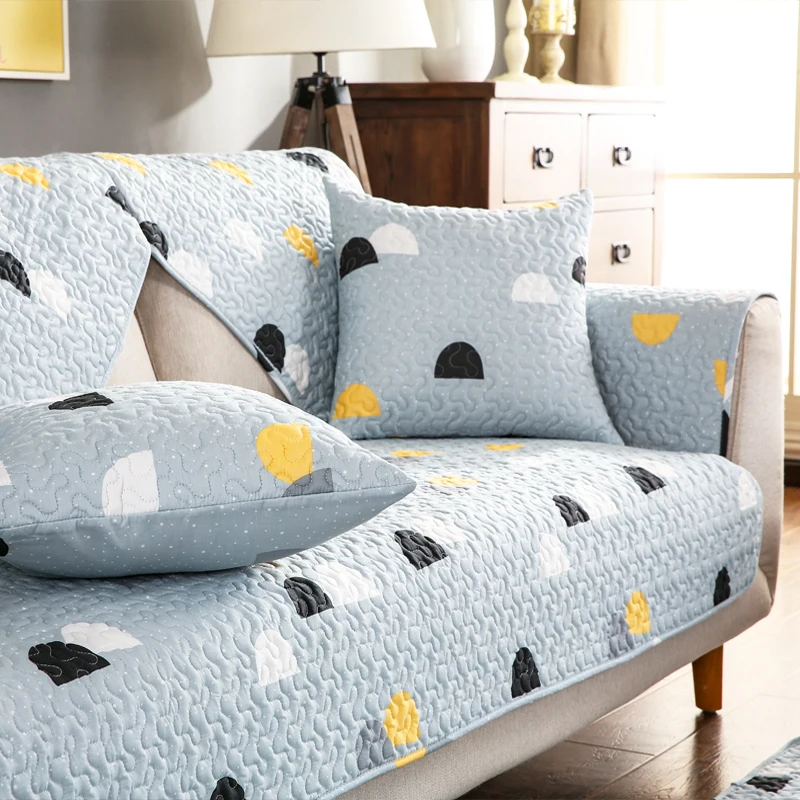 100% Cotton fabric sofa cushion four seasons universal cover towel full non-slip Nordic fresh cotton living room | Дом и сад