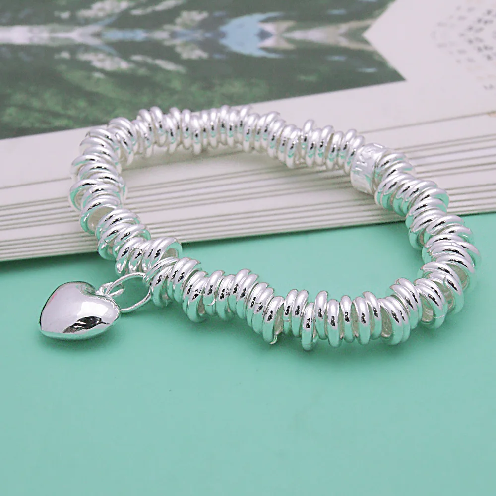 Fashion Elastic Bracelets for Women Boho Jewelry Geometric Solid 925 Sterling Silver Hand Chain Charm Bracelet Accessories | Украшения и