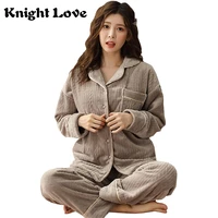 new warm flannel pajama woman winter thicken soft sleepwear suit womens pajamas set for girl long sleeve pijama home clothes