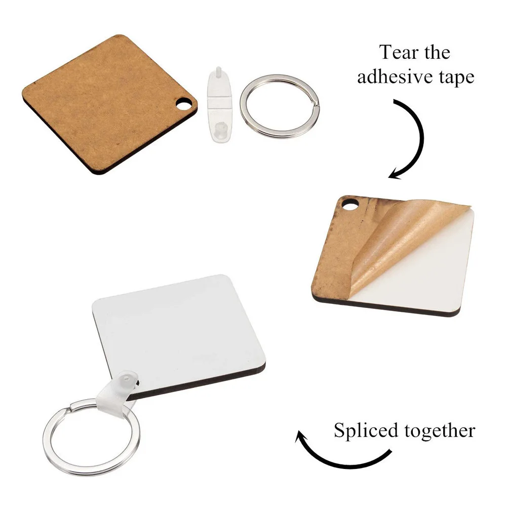 10 шт. квадратная пустая МДФ доска сублимационная печать брелоки для термопресс