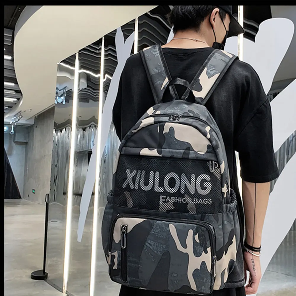 

Fishing Bag Fashion Camo Waterproof Camping Hiking Bag Large Capacity Wear-Resistant Cycling Bag Student Backpack X176G