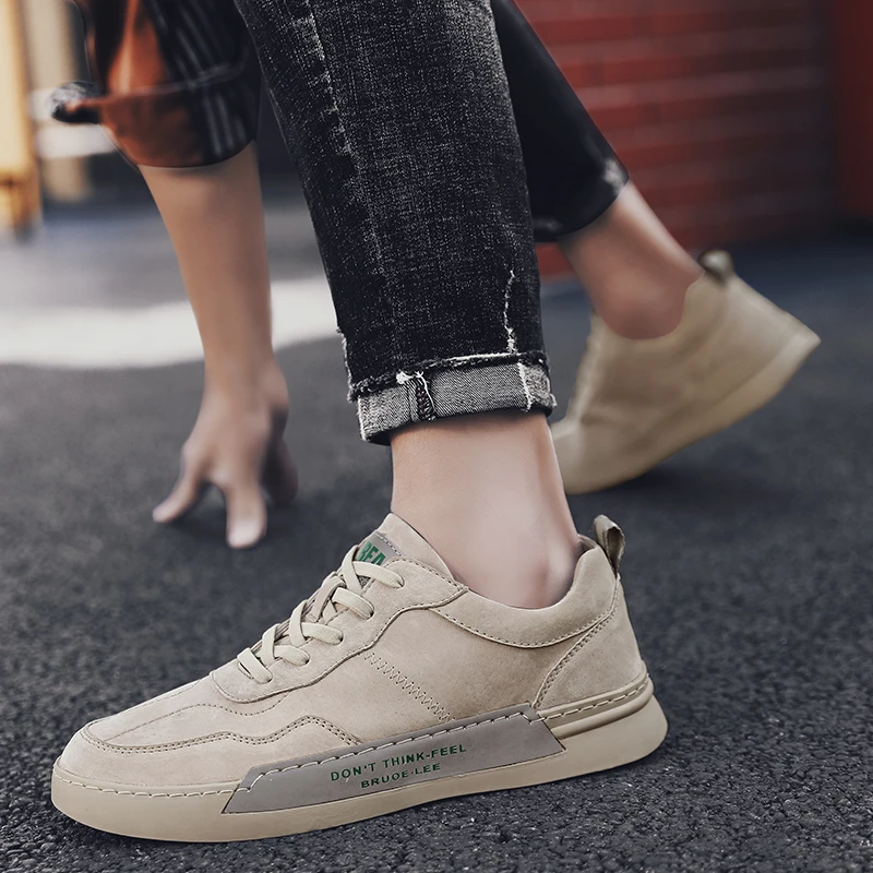 Кроссовки мужские из натуральной воловьей кожи Повседневная Уличная обувь на