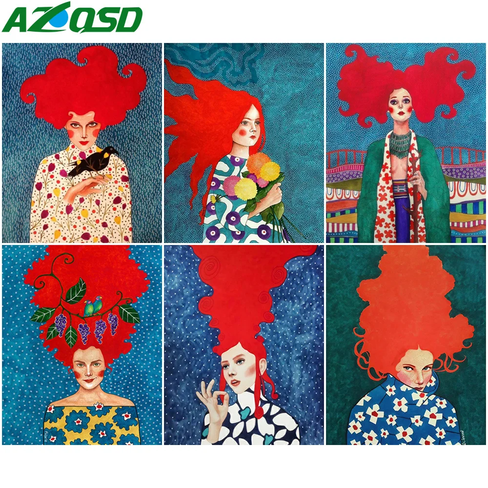 

AZQSD DIY картина маслом по номерам портрет абстрактная картина ручной работы подарок 40x50 см Раскраска по номерам девочка дома Спальня стены ис...