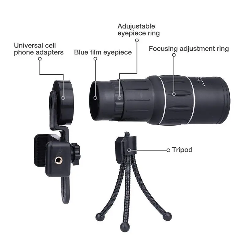 16x52 монокулярный телескоп с двойным фокусом водонепроницаемые зрительные