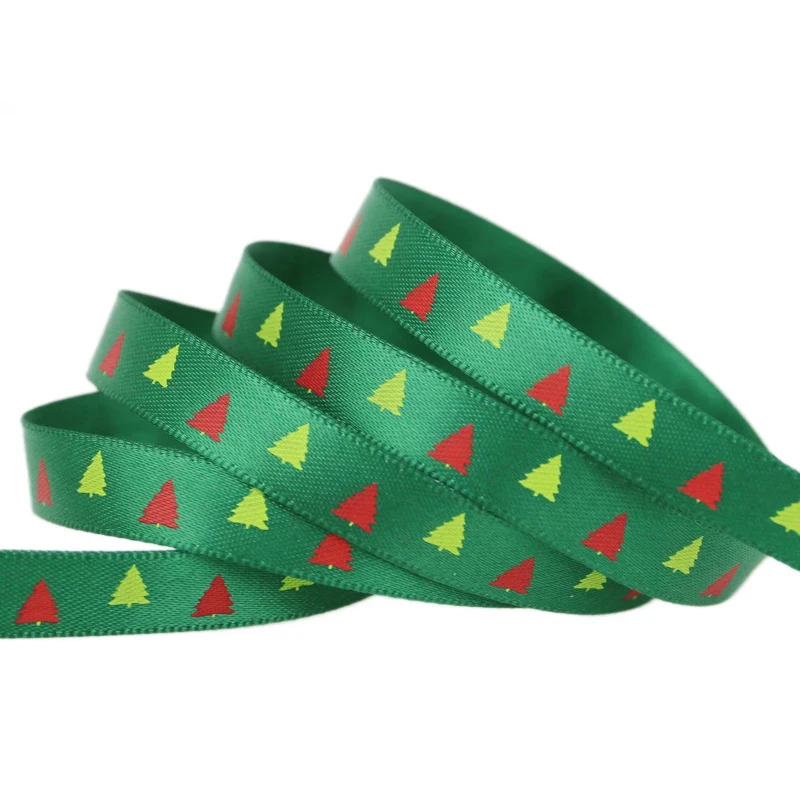 Атласная лента с красным принтом 10 цветов мм | Дом и сад