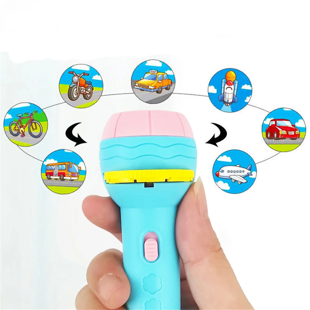 

2021 New Baby Sleeping Story Book Animation Cartoon Flashlight Projector Torch Lamp Toy Early Educational Toy Handed Projector