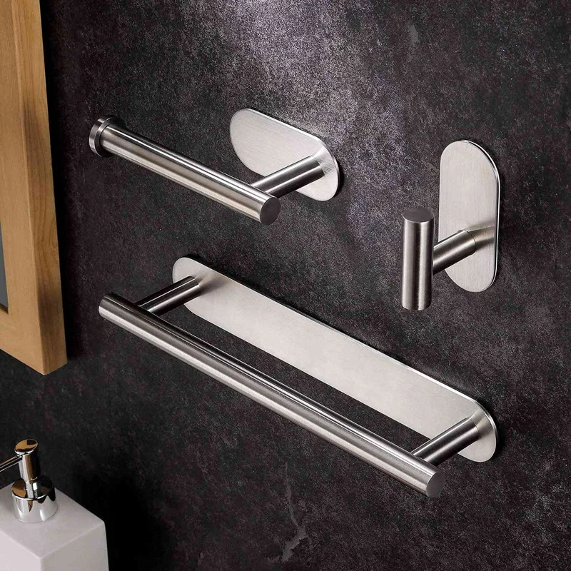 

Towel Holder - 3 Pieces Stainless Steel Bathroom Hardware Set Hand Towel Rail, Toilet Roll Holder, Towel Coat Hook
