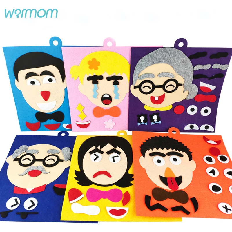 Нетканые наклейки WARMOM игрушка для детей семья выражения лица сборная детского