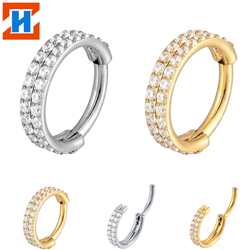 

Stainless Steel Earrings Hoop Zircon Helix Piercing Cartilage Tragus Nose Septum Segment Nose Ring Fashion Perforated Jewelry