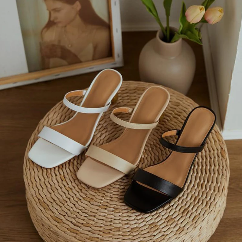 

Heels Women Sandals 2021 Fashion Comfortable Pumps Slippers Breathable Open Toe High Heels Anti Slip Leisure Slides Summers new