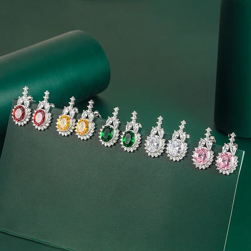 

Новые модные ювелирные аксессуары Элегантные гиперболы 5 цветов овальные циркониевые висячие серьги Стразы для женщин 2022 новый тренд