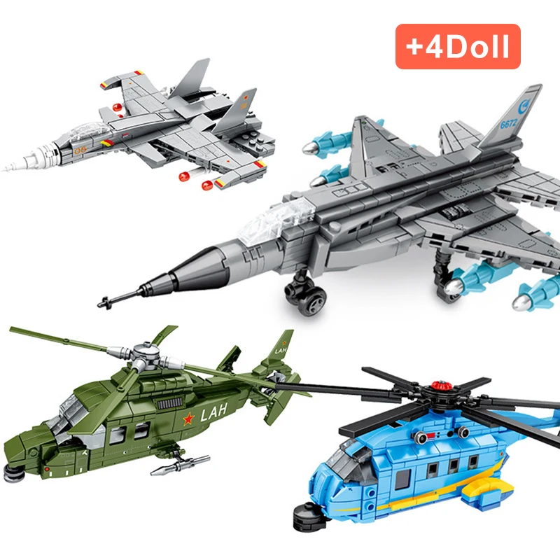 

4 стиля/комплект, Детский конструктор «военный самолет светильник