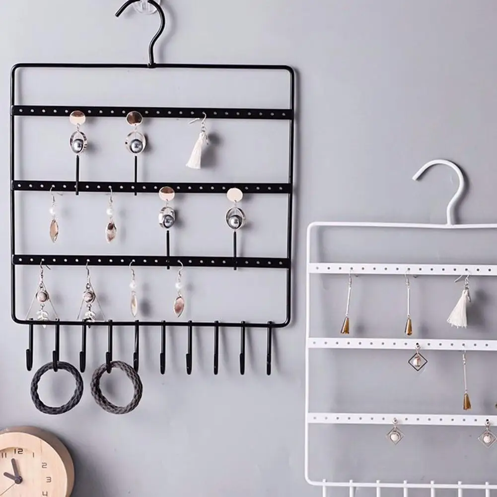 Wall Mounted Earrings Necklace Ring Display Shelf Jewelry Organizer Showcase