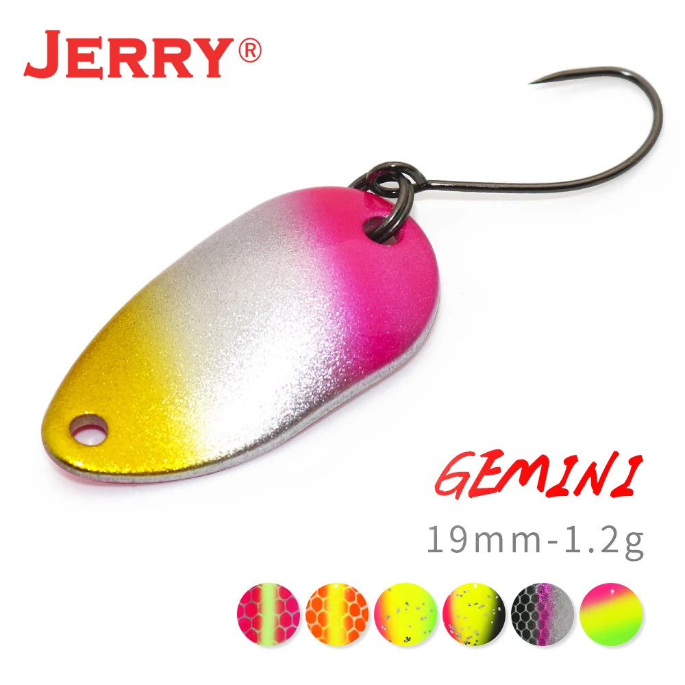 Jerry Gemini 1pc Spinning Fishing Micro Spoons Area Trout Wobble UV Colours Metal Lures Glitters Bait Wholesale