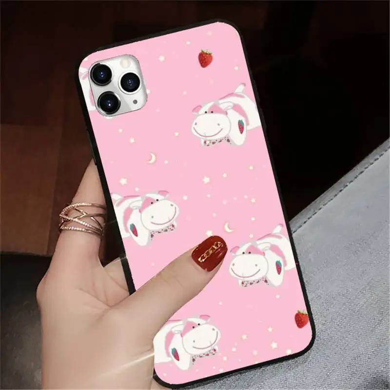 

Pink cow cartoon pattern Phone Case for iPhone 11 12 mini pro XS MAX 8 7 6 6S Plus X 5S SE 2020 XR luxury design coque
