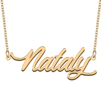 nataly name necklace for women stainless steel jewelry 18k gold plated nameplate pendant femme mother girlfriend gift