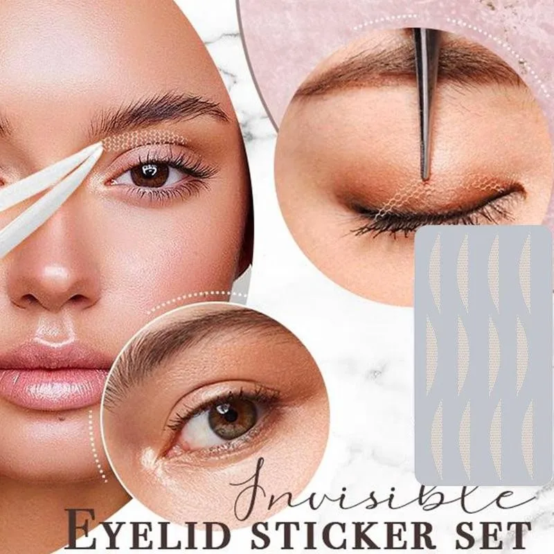 

120pcs Invisible Eyelid Stickers Set Waterproof Self-adhesive Lace Double Eyelid Stickers Skin Tone Mesh Eye Patch Makeup Tools