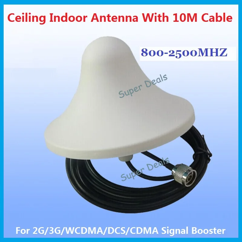 ZQTMAX 2G 3G 4G Внутренняя omni антенна потолочная N male с кабелем 10 м для сотового телефона