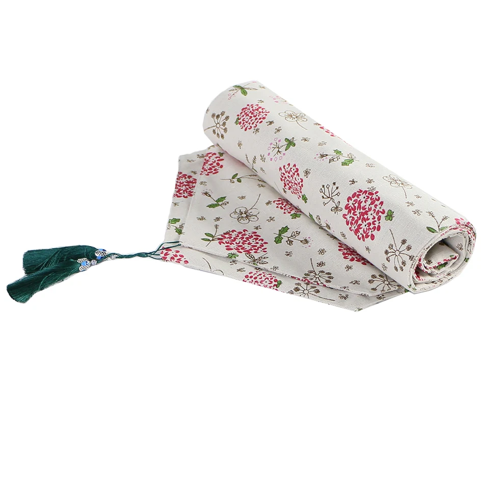 

Table Runner Polyester Cotton Linen Double Layer Rustic Style Tassel Table Mat Suitable For Party Holiday Wedding Gathering