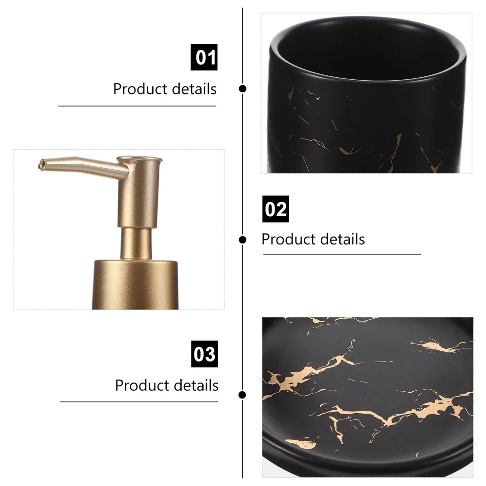 

4pcs Ceramic Bathroom Supply Set Home Cups Soap Dish Lotion Bottle Suit