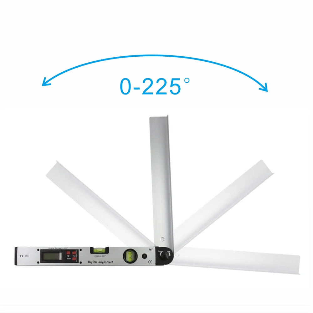 1 Набор прочный 0 ~ 225 градусов Цифровой Угол Finder транспортир ЖК-дисплей с синей