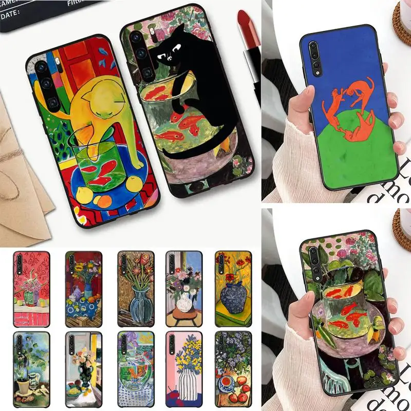 

Henri Matisse cat flowers Art Phone Case For Huawei P20 P30 P10 plus P8 lite P9 lite Back Coque for Psmart 2019 P20 pro P10 lite