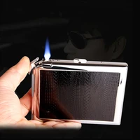20 sticks cigarette case with straight into the blue fmale lighter portable simplicity style metal alloy cigarette case
