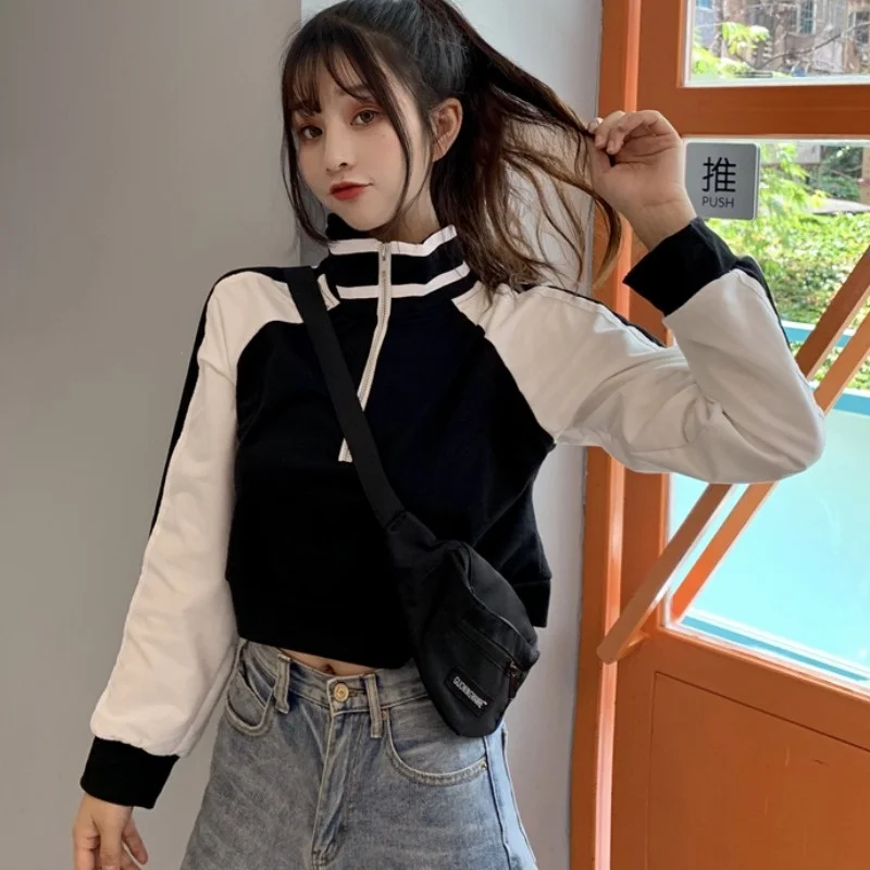 Осенний популярный короткий свитер для девушек женский спортивный Повседневный