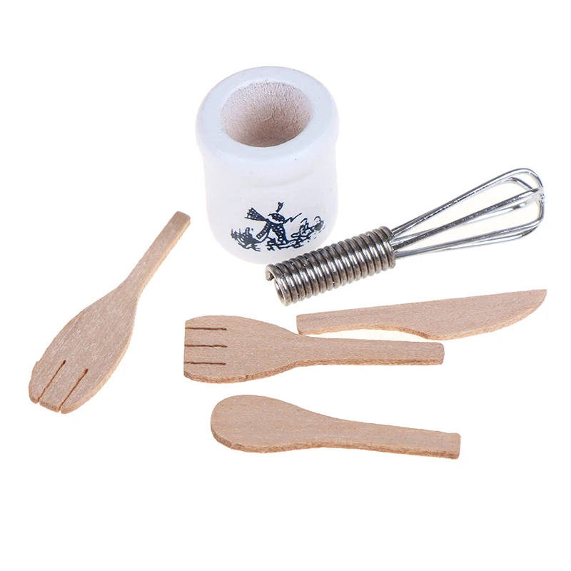 wooden knife and fork metal whisk jar set dollhouse miniatures 112 accessories doll house mini kitchen accessories free global shipping