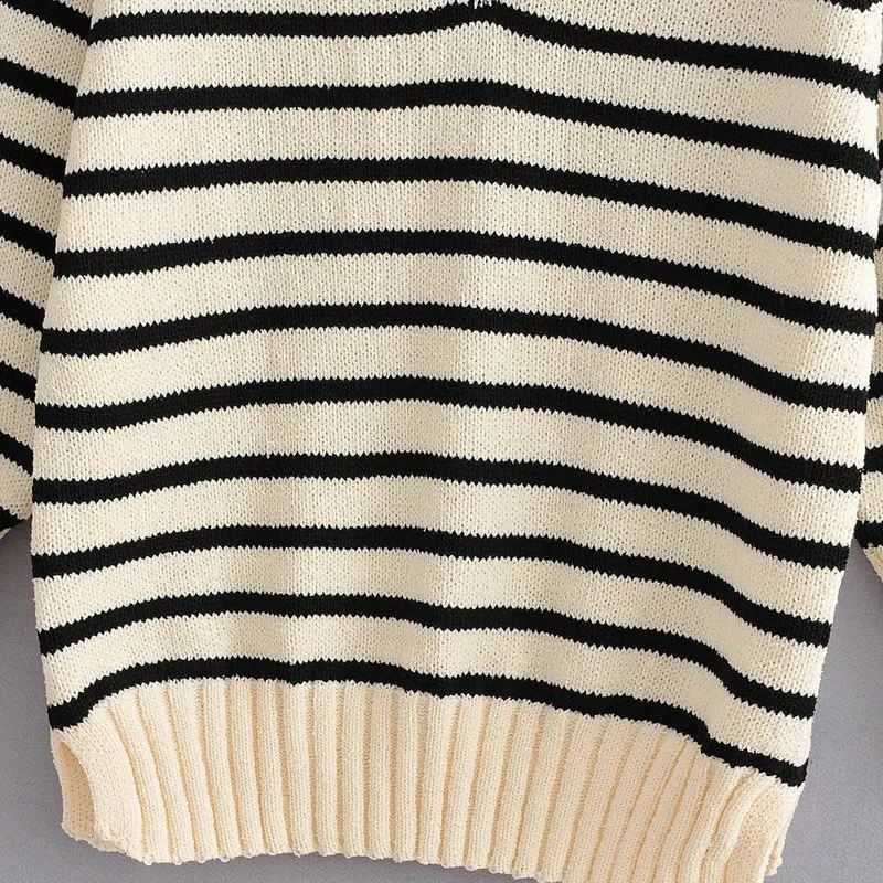 JFN60-1758 Европейская и американская мода полосатый трикотажный свитер | Женская